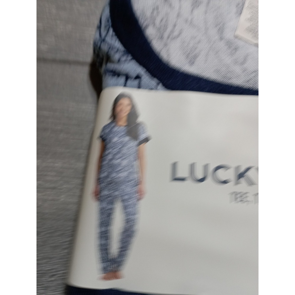 Lucky Brand Pajama Set Womens Small Blue Floral *4 PC* Tee/Tank/Short/Pant - Picture 3 of 6